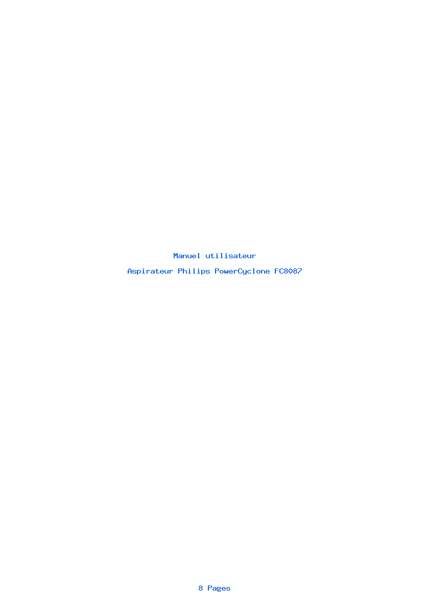 Page 1 de la notice Manuel utilisateur Philips PowerCyclone FC8087