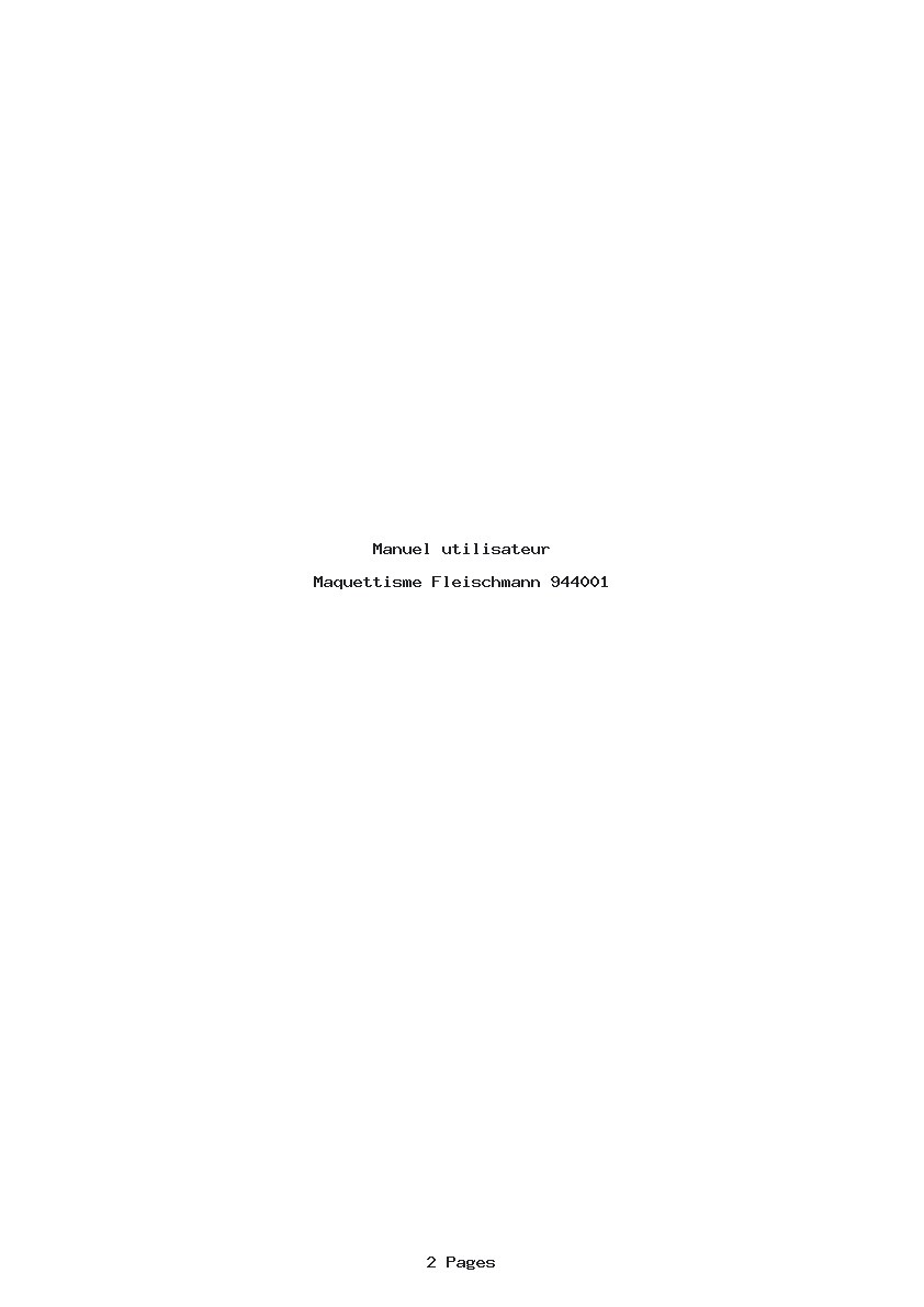 Page 1 de la notice Manuel utilisateur Fleischmann 944001