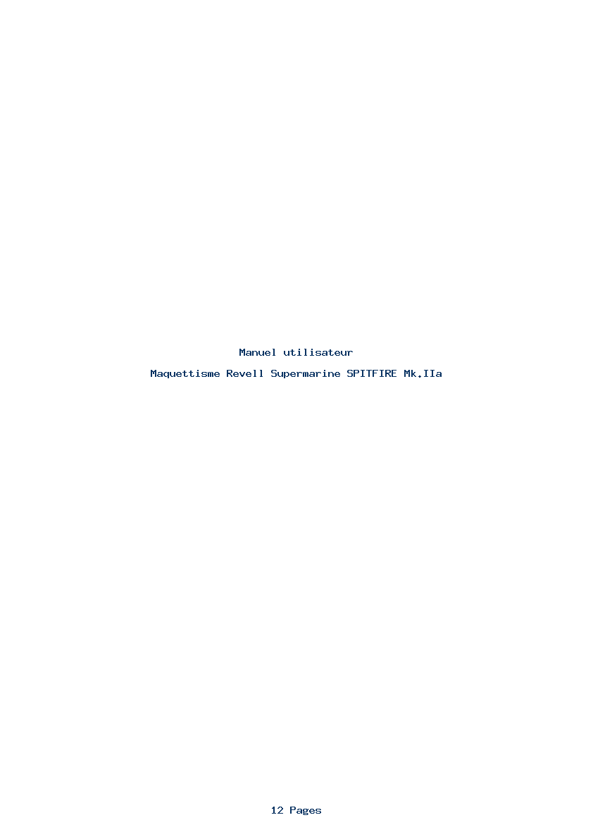 Page 1 de la notice Manuel utilisateur Revell Supermarine SPITFIRE Mk.IIa