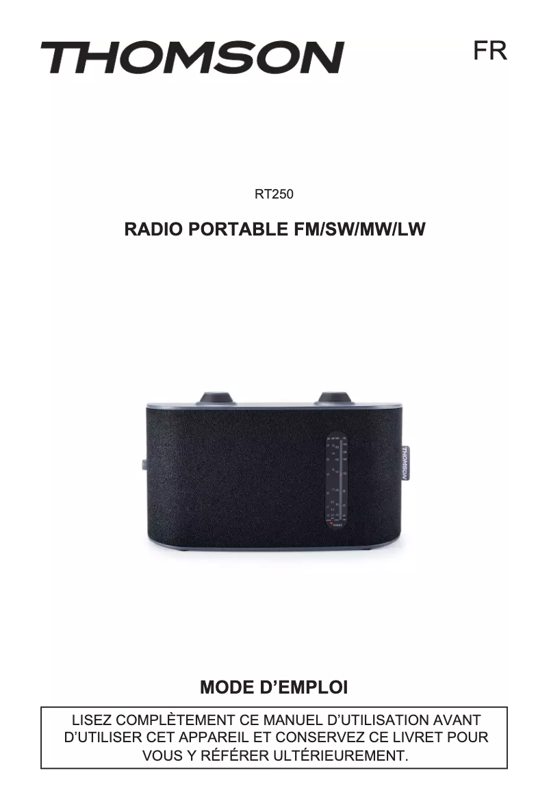 Page 1 de la notice Manuel utilisateur Thomson RT223
