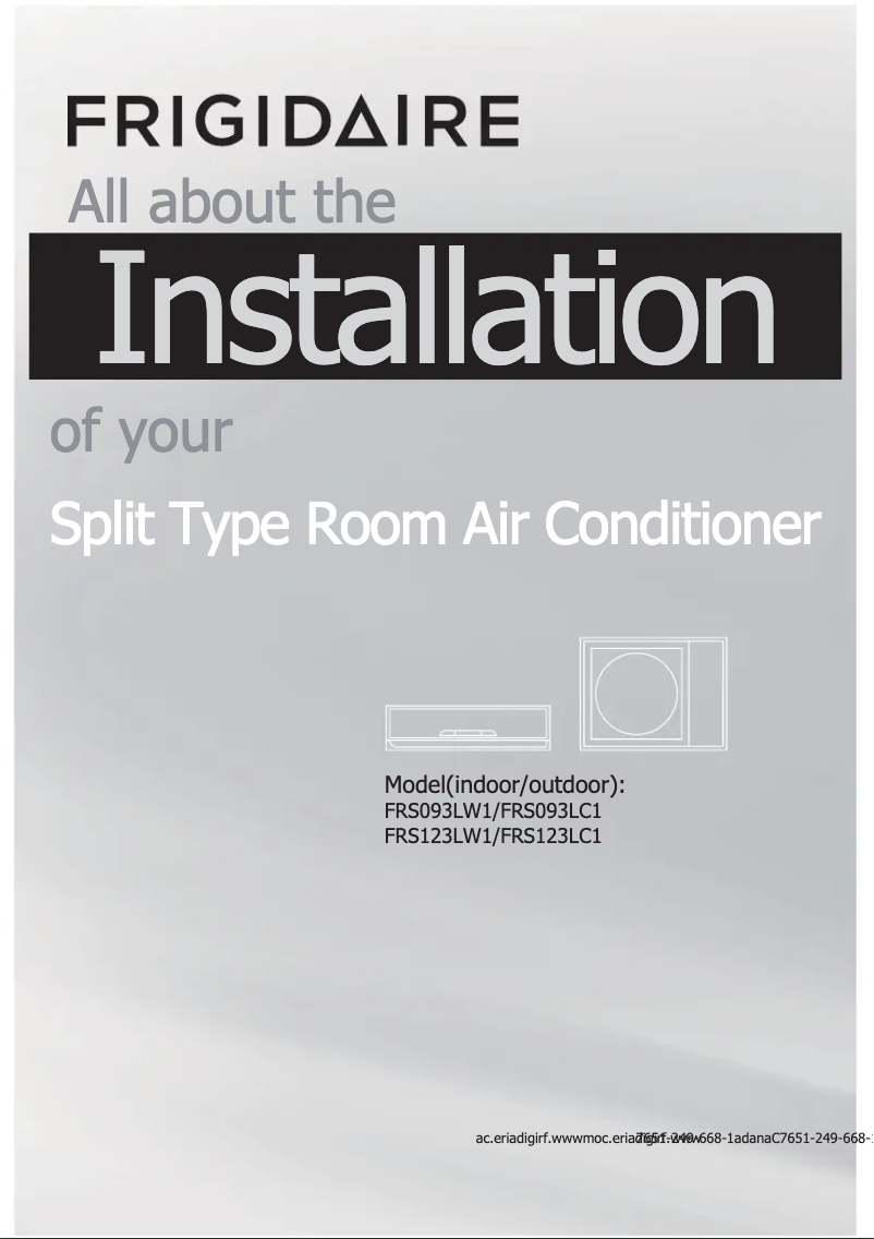 Page 1 de la notice Guide d'installation Frigidaire FRS123LS1