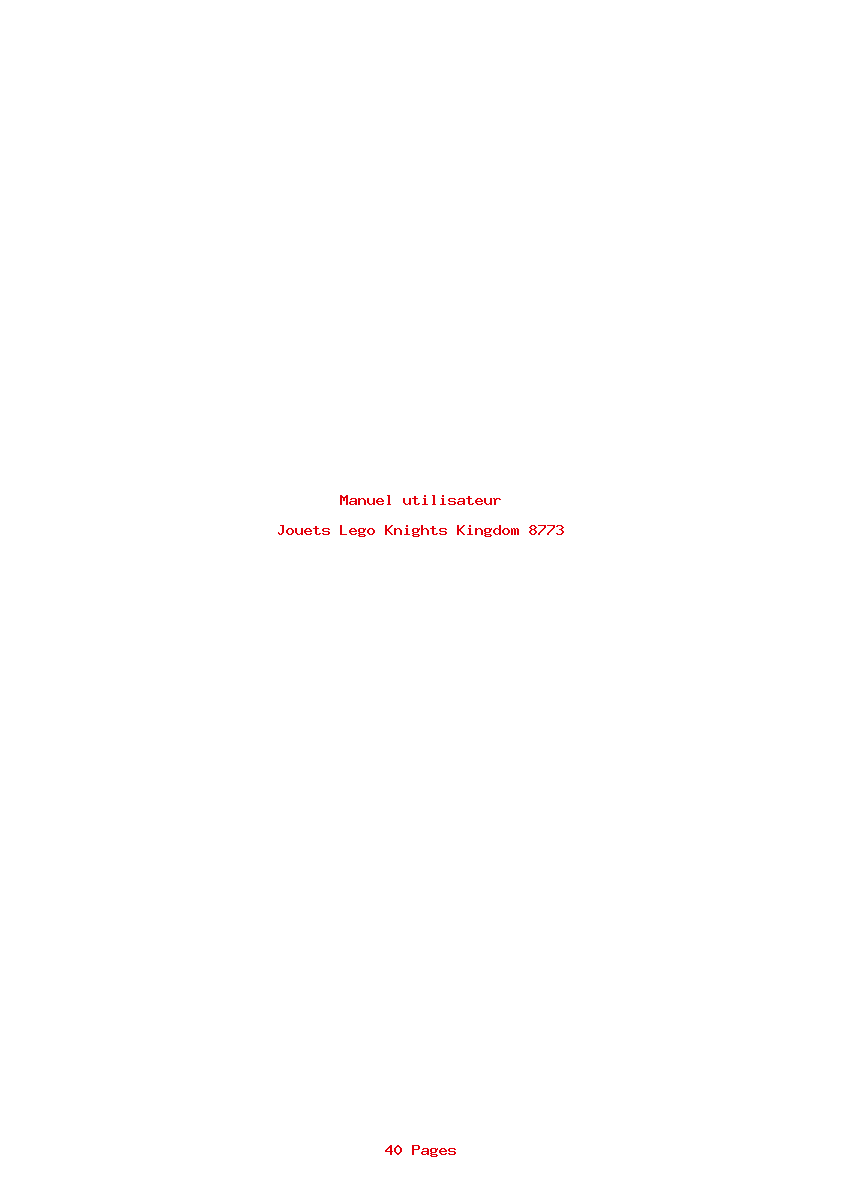 Page 1 de la notice Manuel utilisateur Lego Knights Kingdom 8773