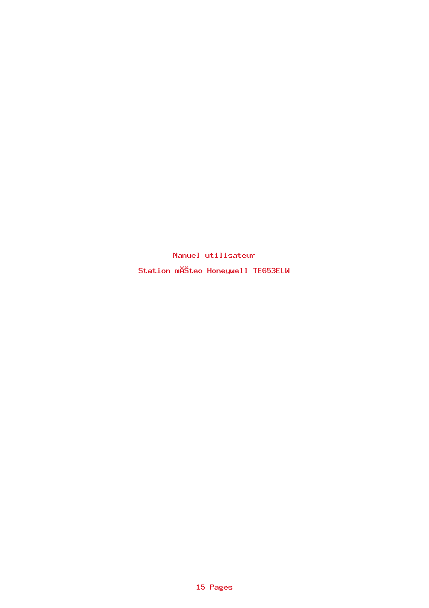 Page 1 de la notice Manuel utilisateur Honeywell TE653ELW