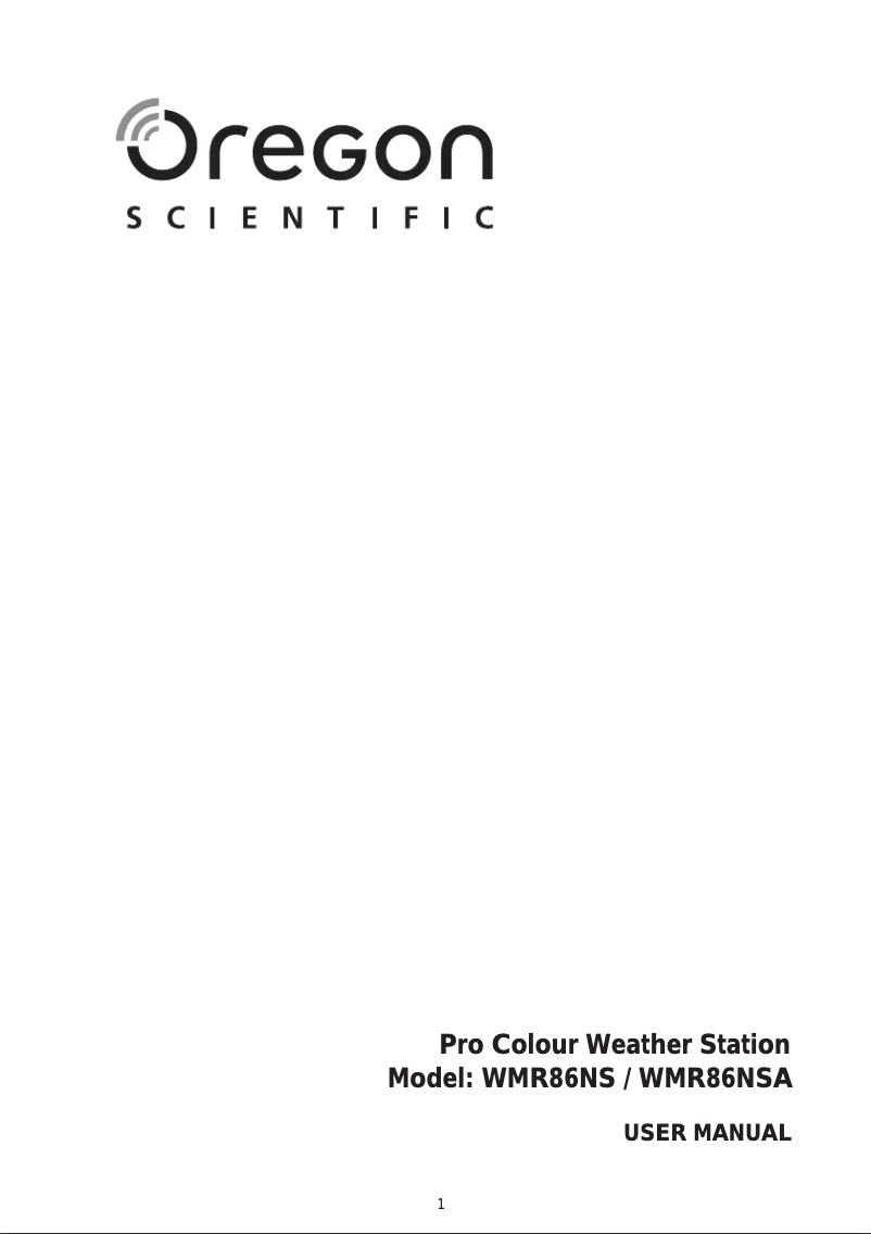 Page 1 de la notice Manuel utilisateur Oregon Scientific WMR86NSX