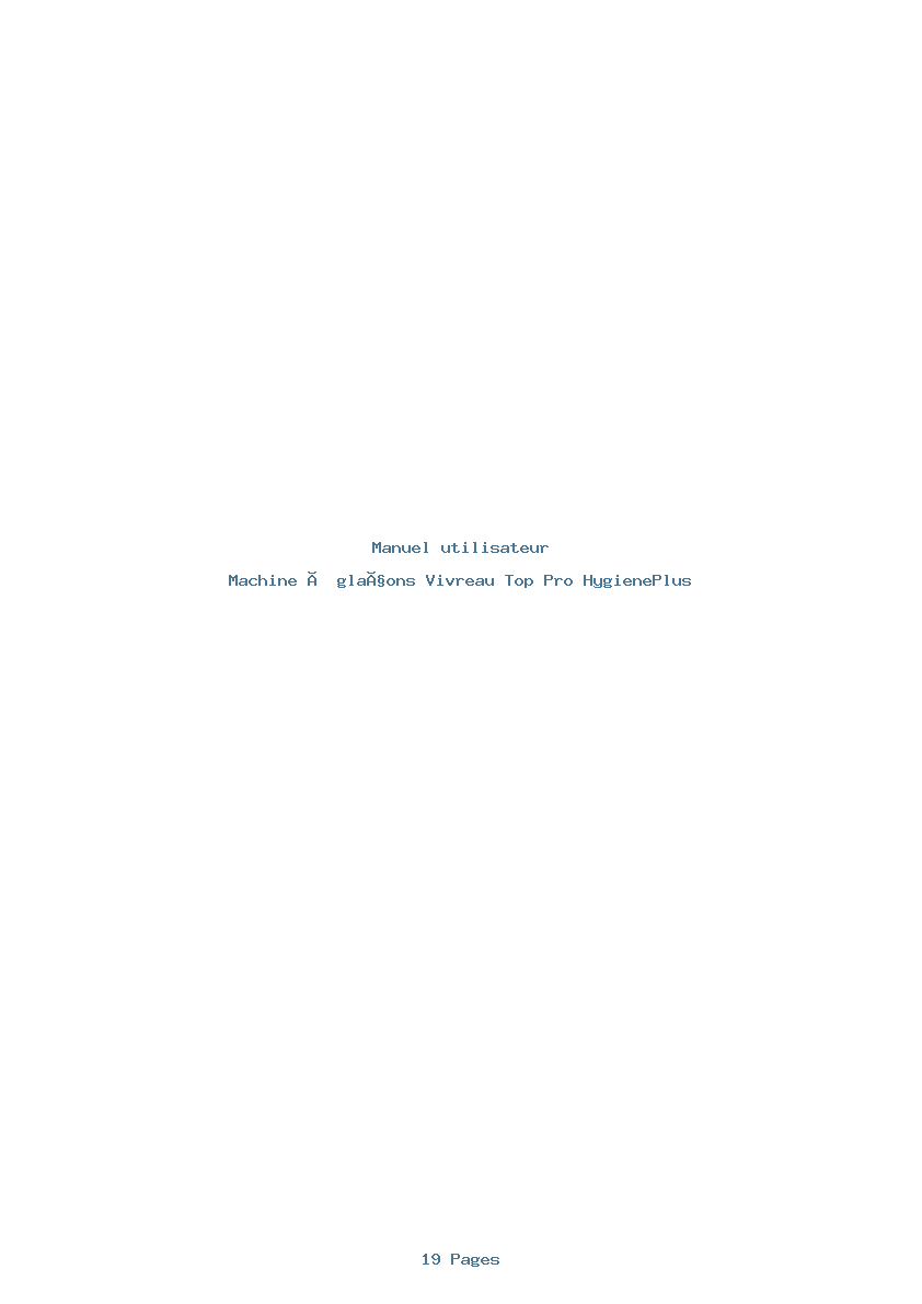 Page 1 de la notice Manuel utilisateur Vivreau Top Pro HygienePlus