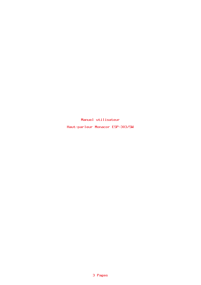 Page 1 de la notice Manuel utilisateur Monacor ESP-303/SW