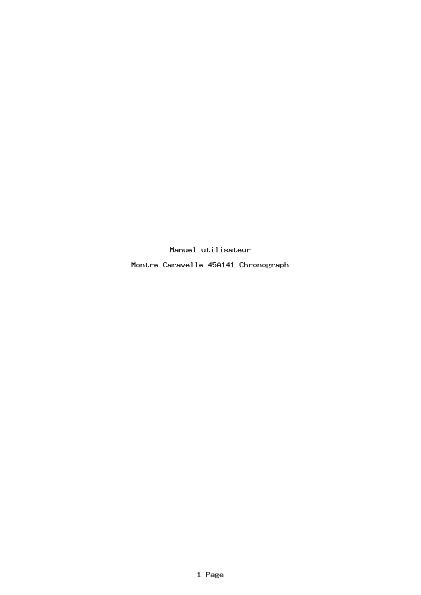 Page 1 de la notice Manuel utilisateur Caravelle 45A141 Chronograph