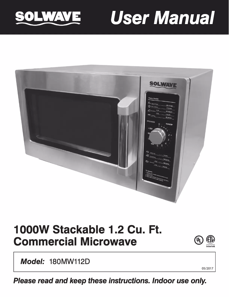 Page 1 de la notice Manuel utilisateur Solwave 180MW112D