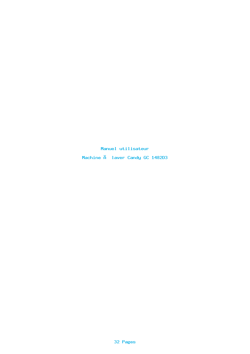 Page 1 de la notice Manuel utilisateur Candy GC 1482D3