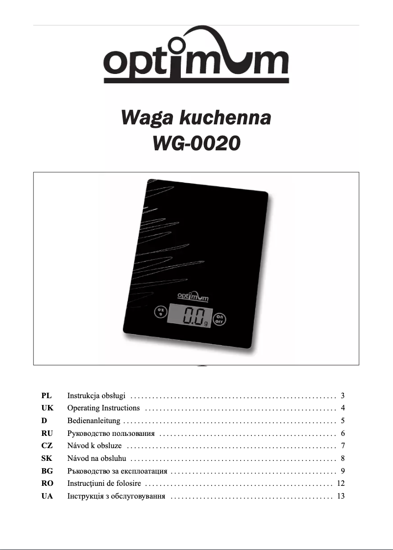 Page 1 de la notice Manuel utilisateur Optimum WG-0020