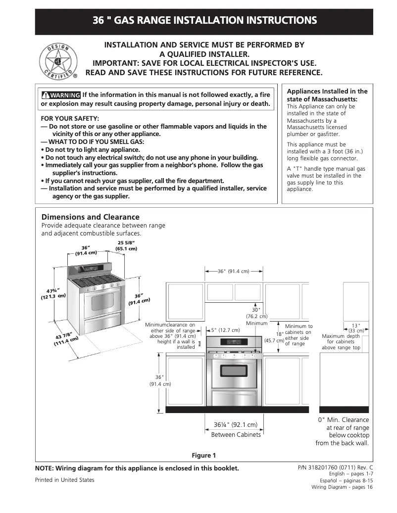 Page 1 de la notice Guide d'installation Frigidaire PLGF659GC