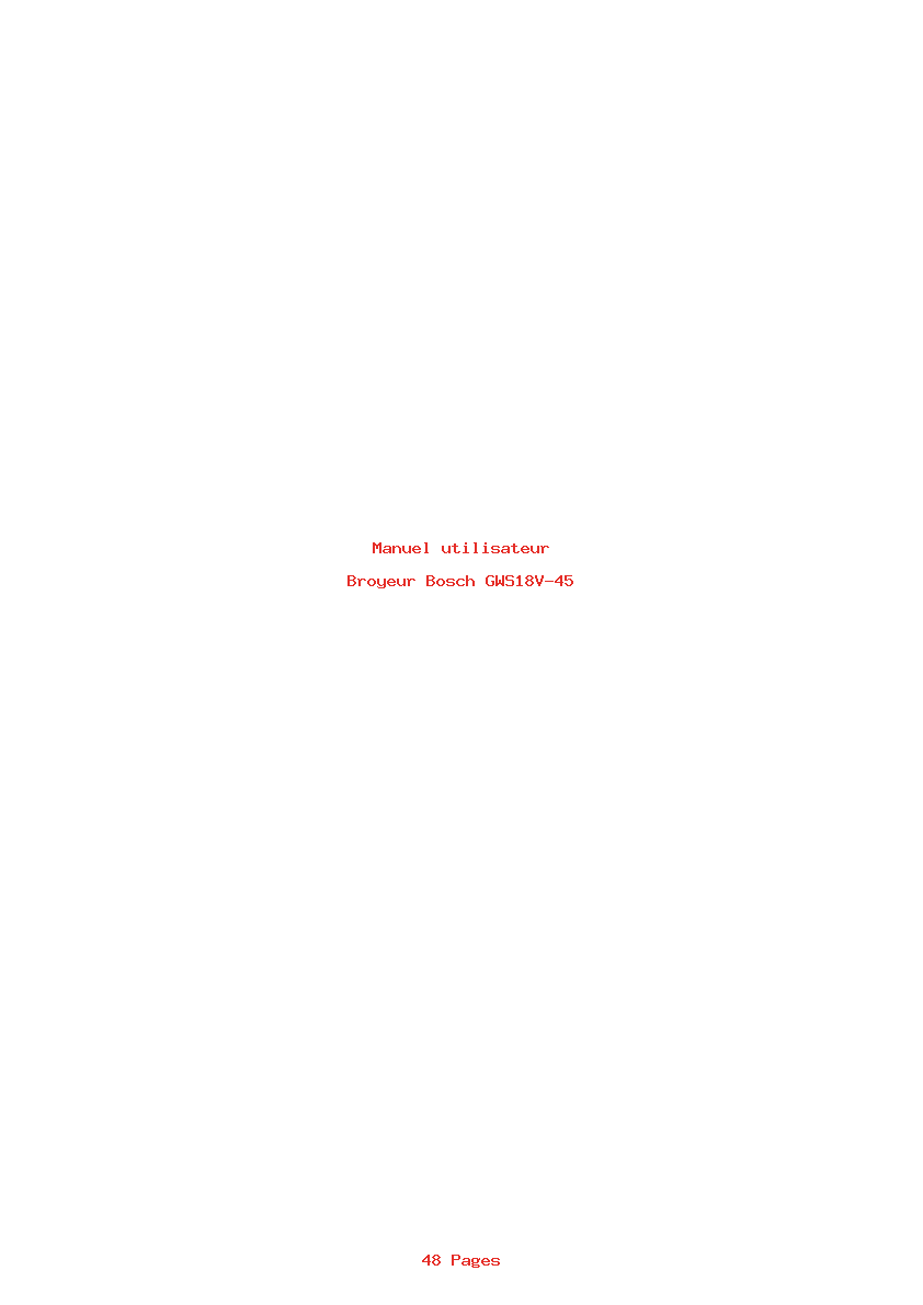 Page 1 de la notice Manuel utilisateur Bosch GWS18V-45