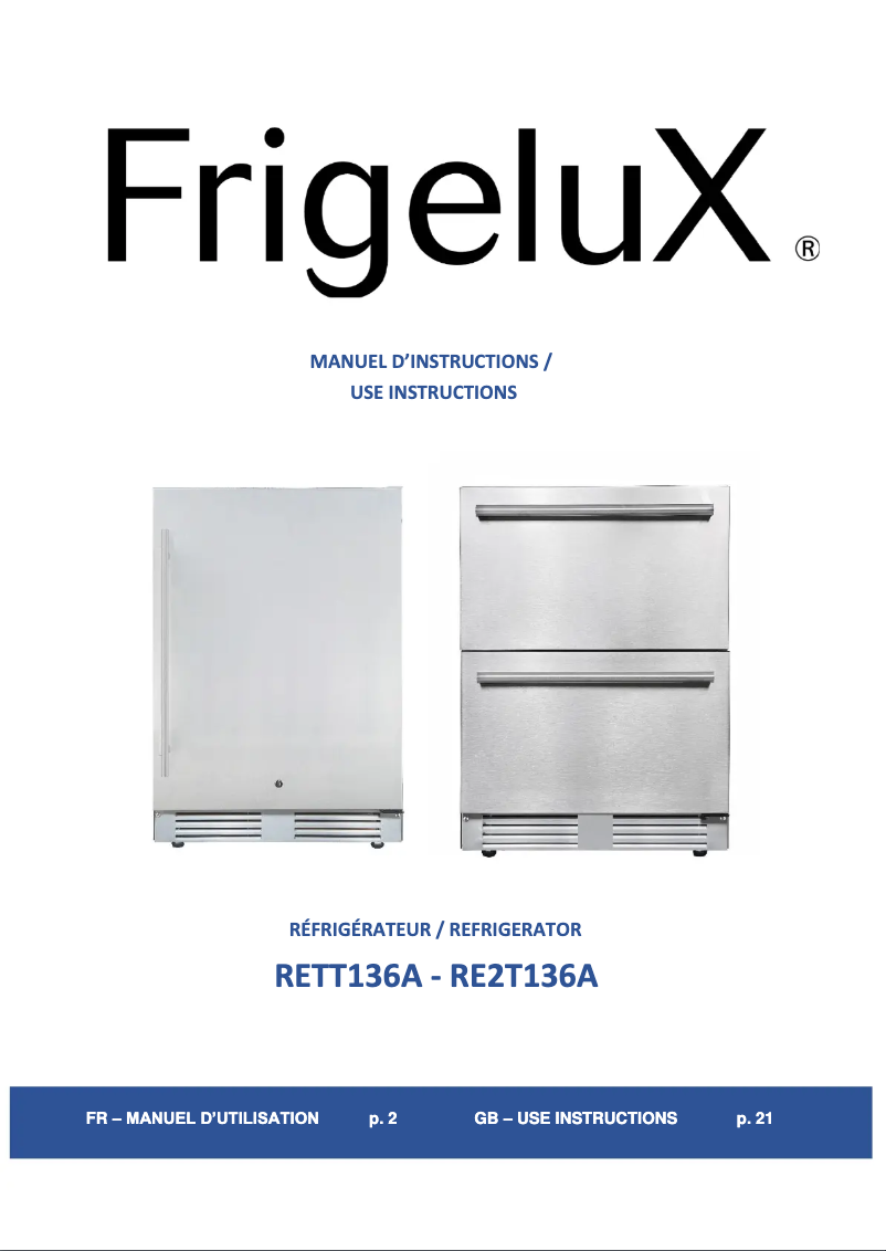 Página 1 del manual Manual de usuario FrigeluX RE2T136A