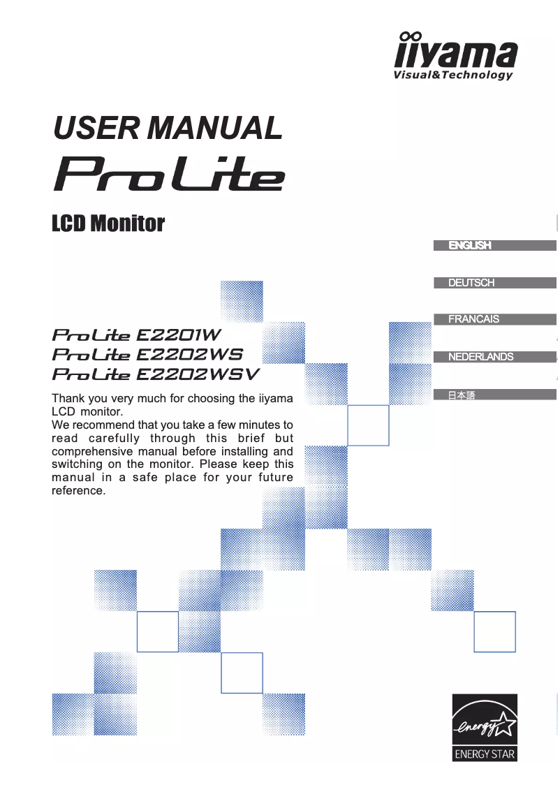 Page 1 de la notice Manuel utilisateur Iiyama ProLite E2202WSV