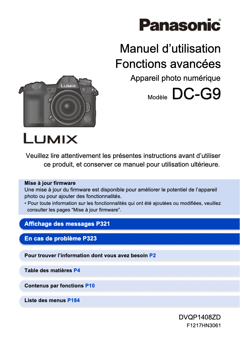 Page 1 of the manual User Manual Panasonic Lumix DC-G9