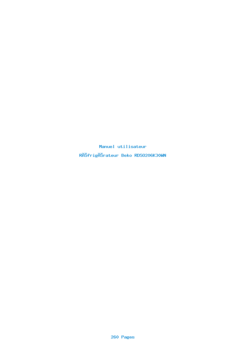Page 1 de la notice Manuel utilisateur Beko RDSO206K30WN