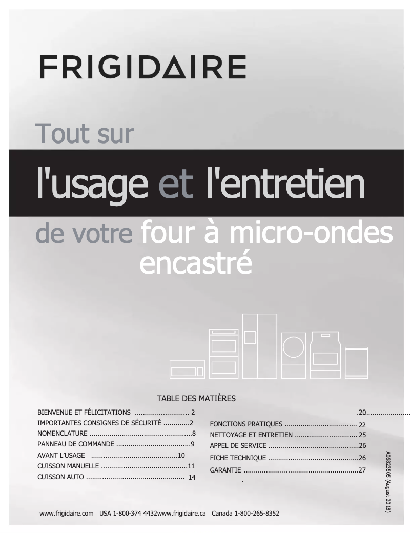 Page 1 de la notice Manuel utilisateur Frigidaire FGMO3067UD