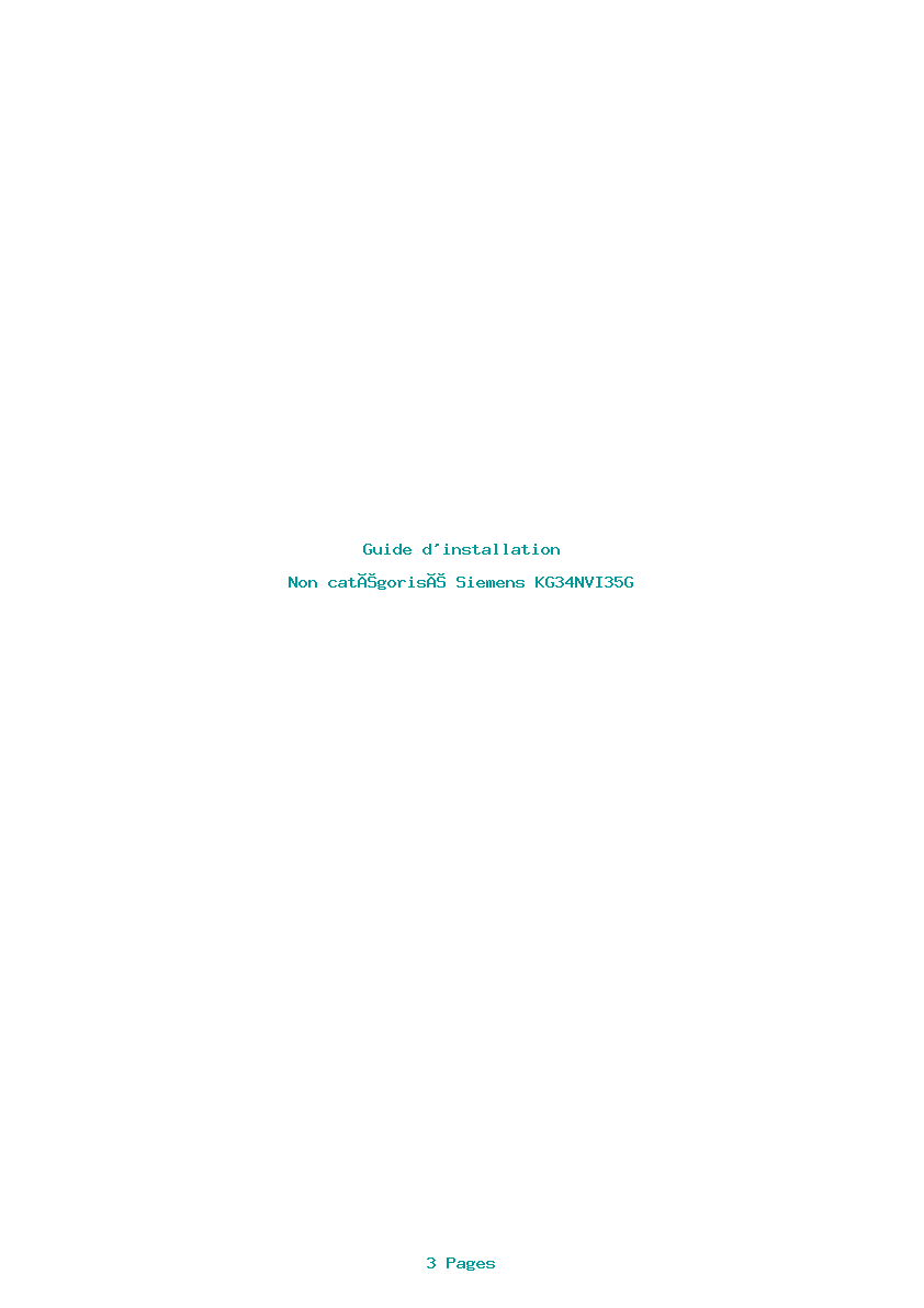 Page 1 de la notice Guide d'installation Siemens KG34NVI35G