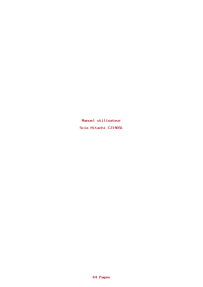Page 1 de la notice Manuel utilisateur Hitachi CJ14DSL