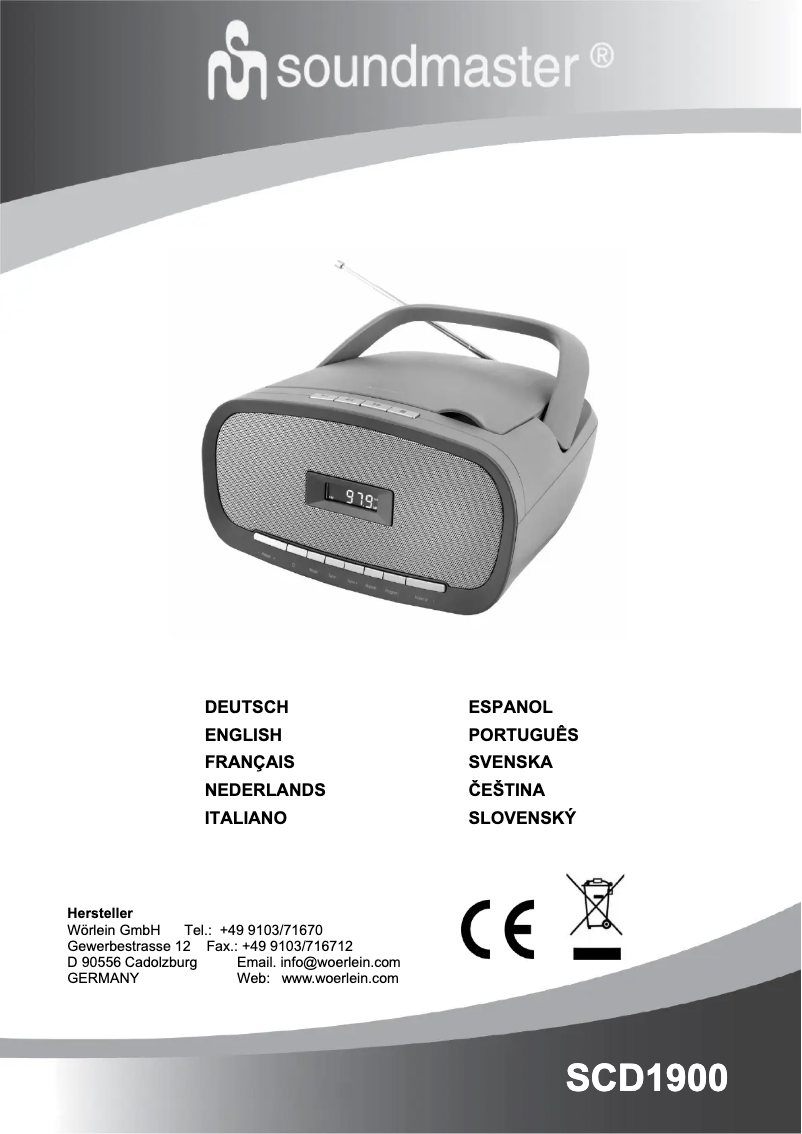 Page 1 de la notice Manuel utilisateur Soundmaster SCD1900