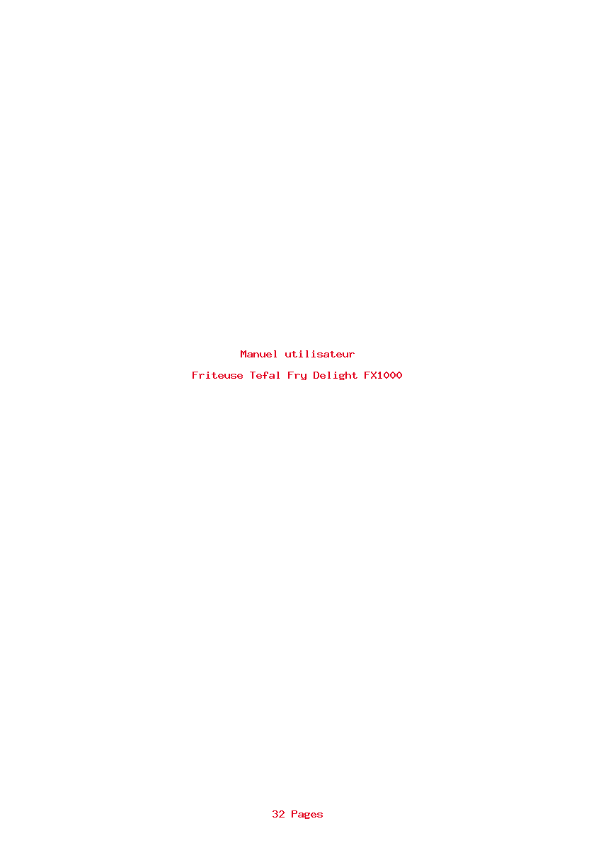 Page 1 de la notice Manuel utilisateur Tefal Fry Delight FX1000