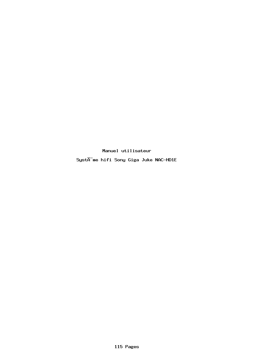 Page 1 de la notice Manuel utilisateur Sony Giga Juke NAC-HD1E