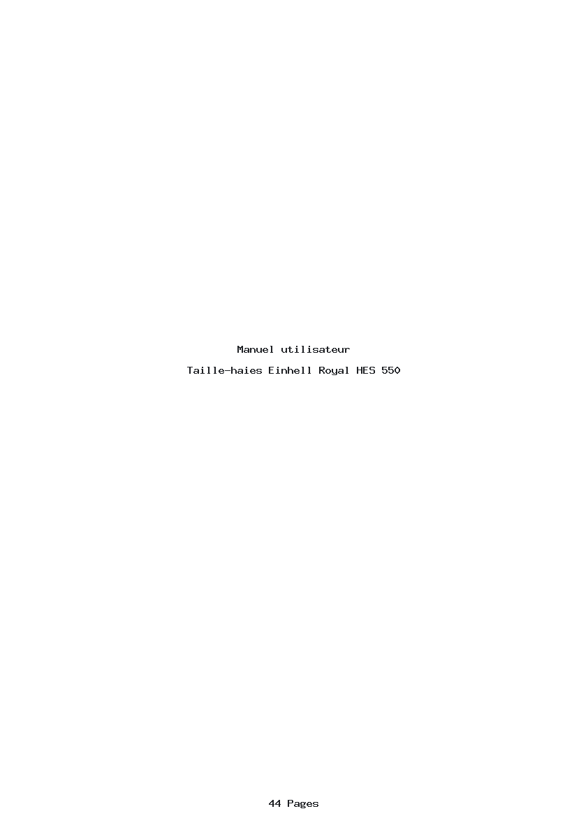 Page 1 de la notice Manuel utilisateur Einhell Royal HES 550