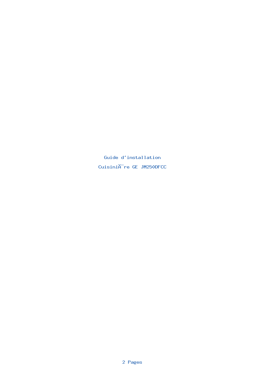 Page 1 de la notice Guide d'installation GE JM250DFCC