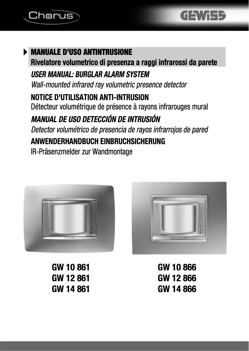 Page 1 de la notice Manuel utilisateur Gewiss GW12861
