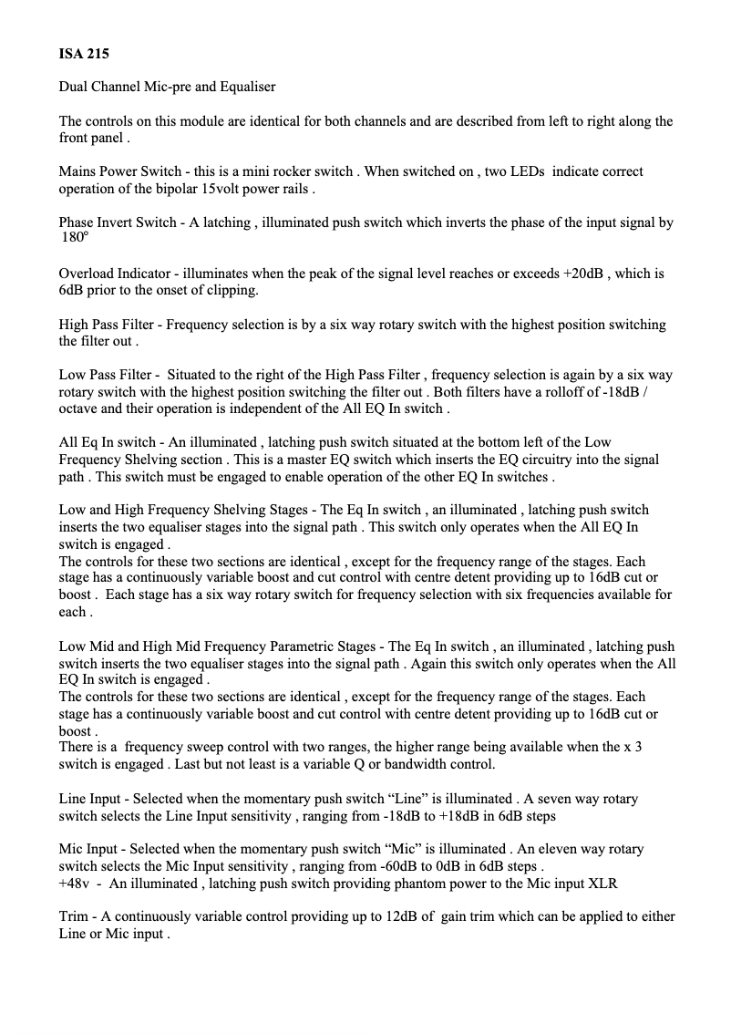Página 1 del manual Manual de usuario Focusrite ISA 215