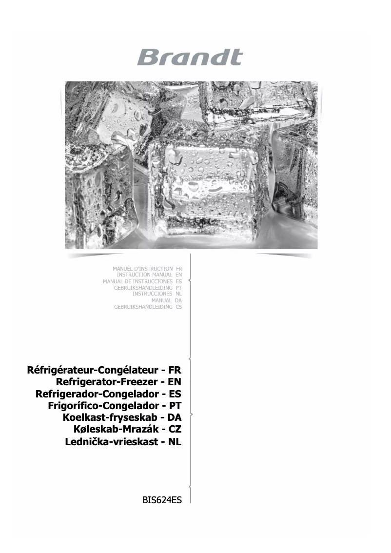 Page 1 de la notice Manuel utilisateur Brandt BIS624ES