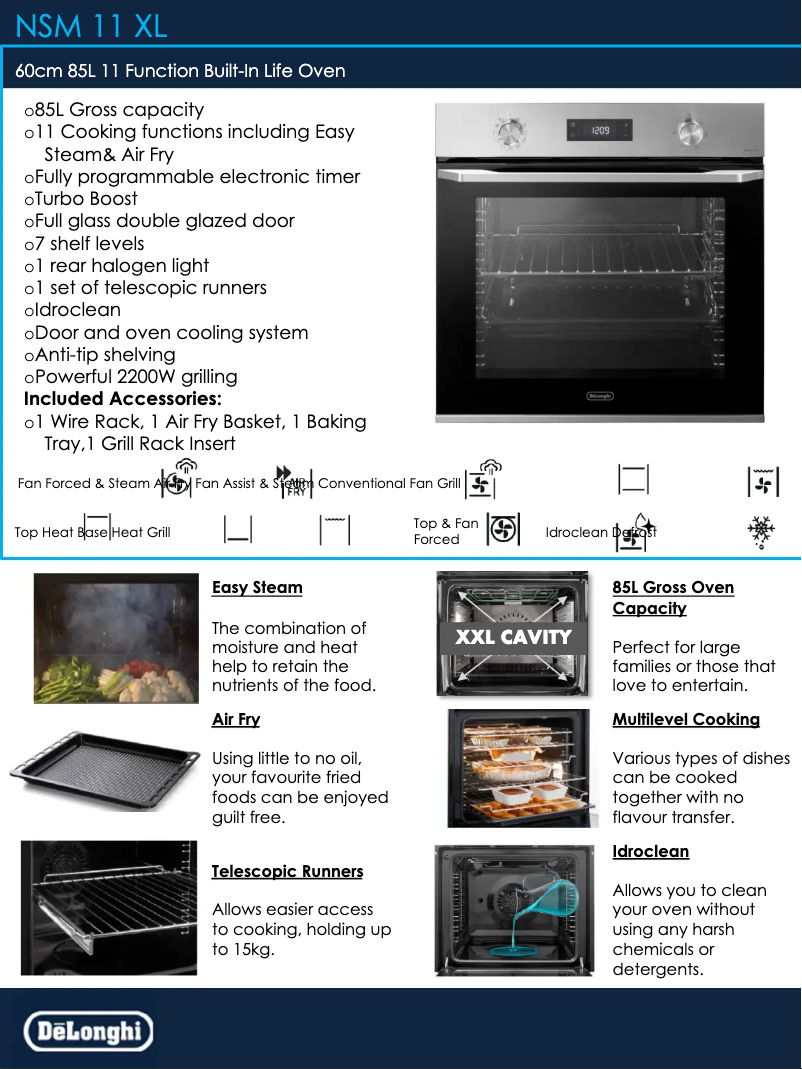 Page 1 of the manual Technical Sheet DeLonghi NSM 11 XL