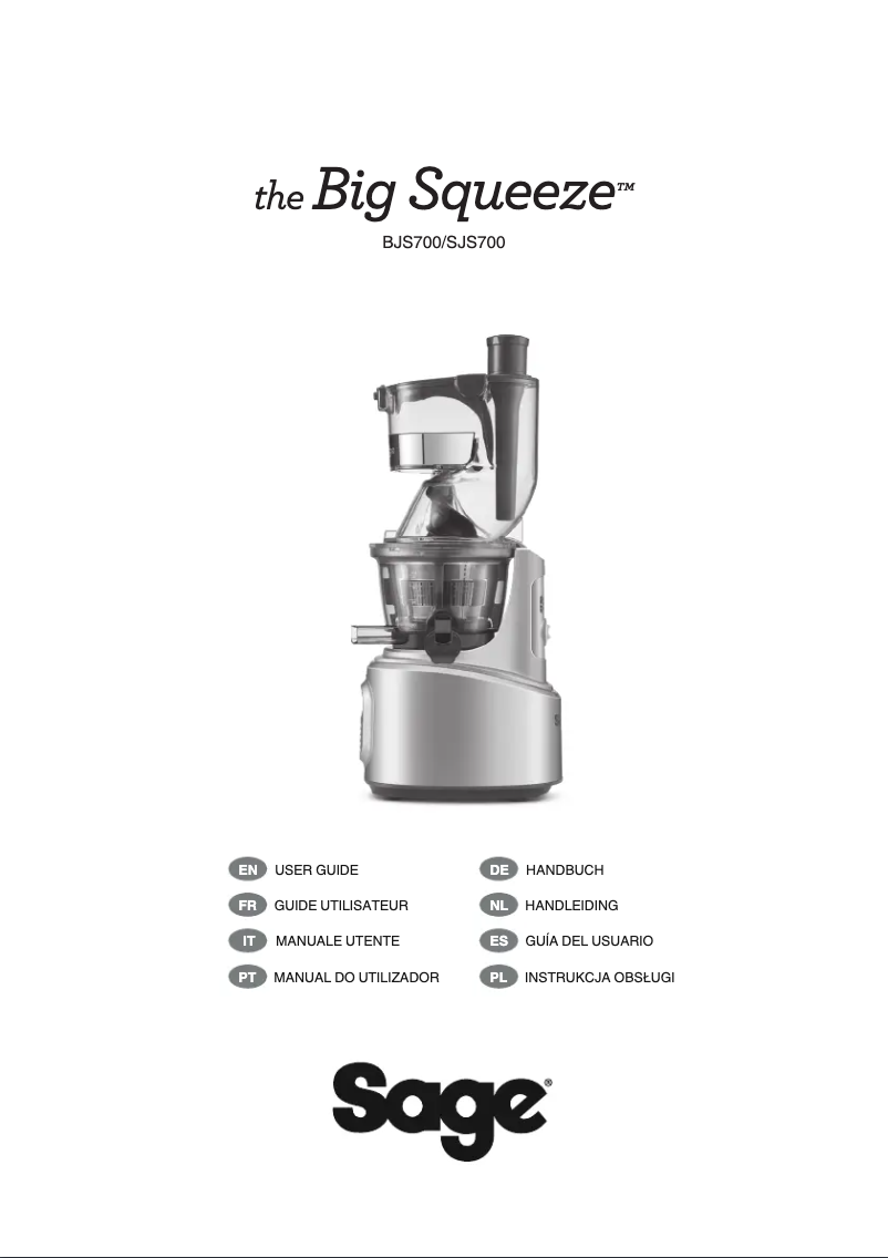 Página 1 del manual Manual de usuario Sage The Big Squeeze SJS700