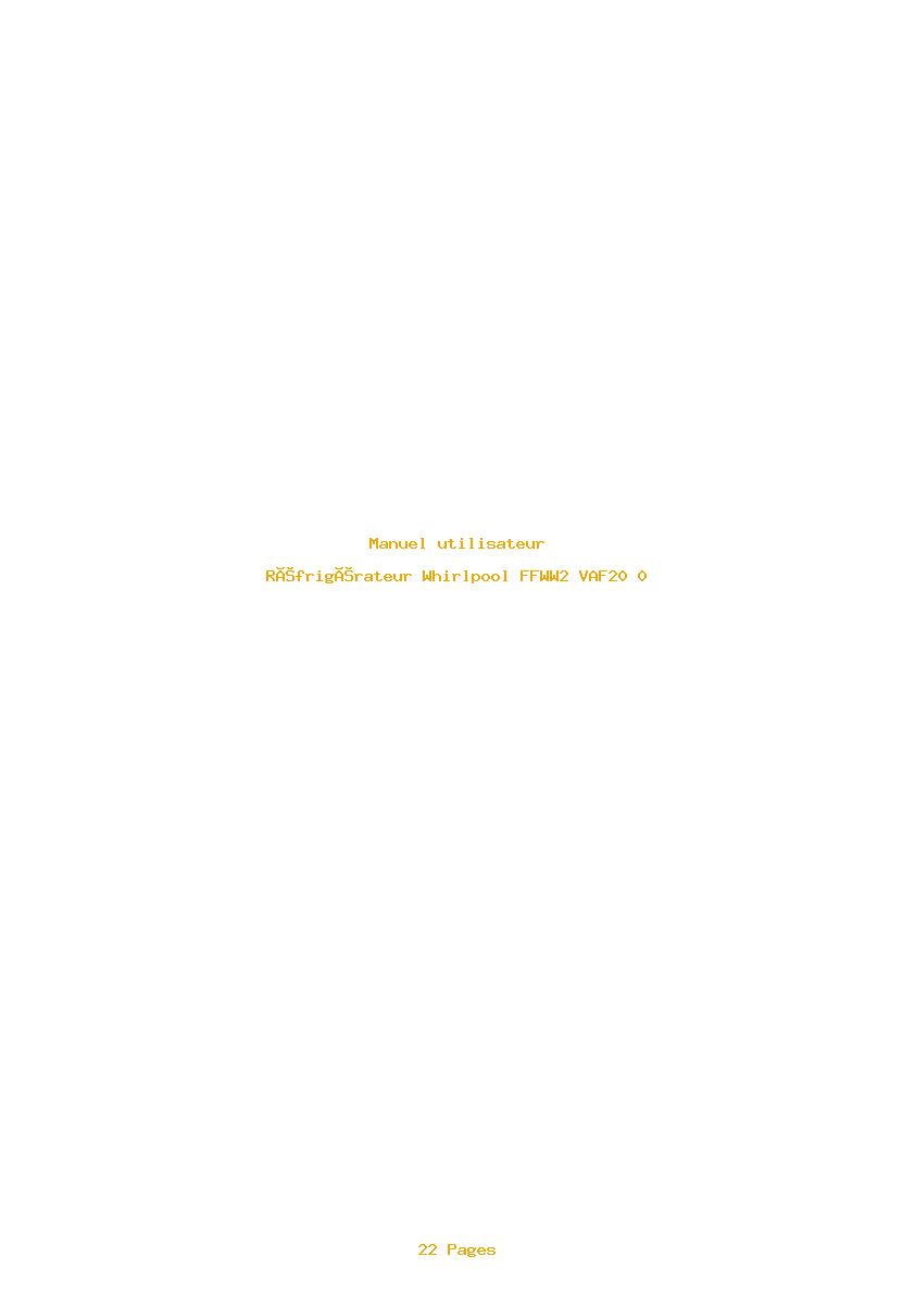 Page 1 de la notice Manuel utilisateur Whirlpool FFWW2 VAF20 0
