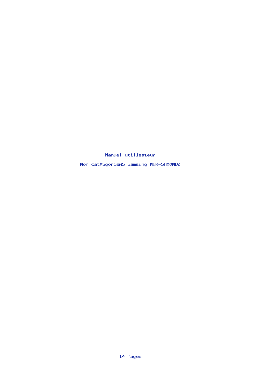 Page 1 de la notice Manuel utilisateur Samsung MWR-SH00NDZ