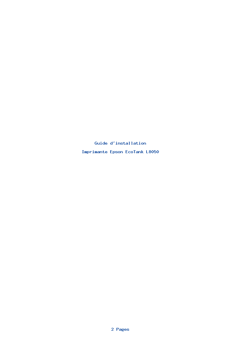 Page 1 de la notice Guide d'installation Epson EcoTank L8050
