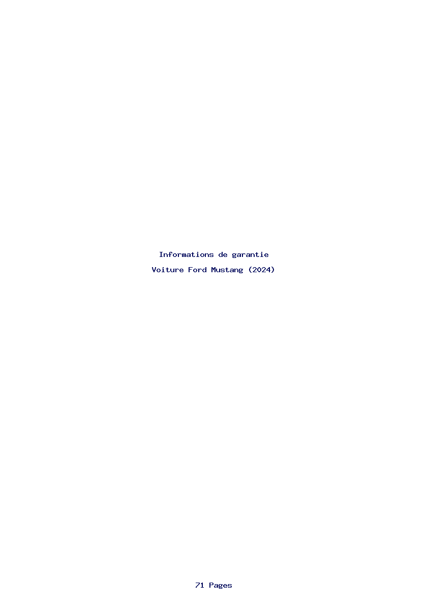 Page 1 de la notice Informations de garantie Ford Mustang (2024)