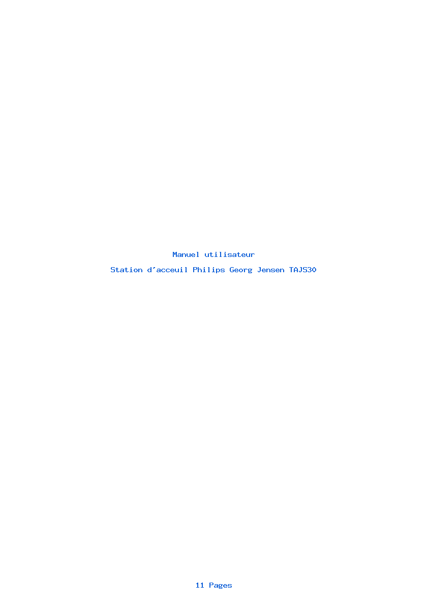 Page 1 de la notice Manuel utilisateur Philips Georg Jensen TAJS30