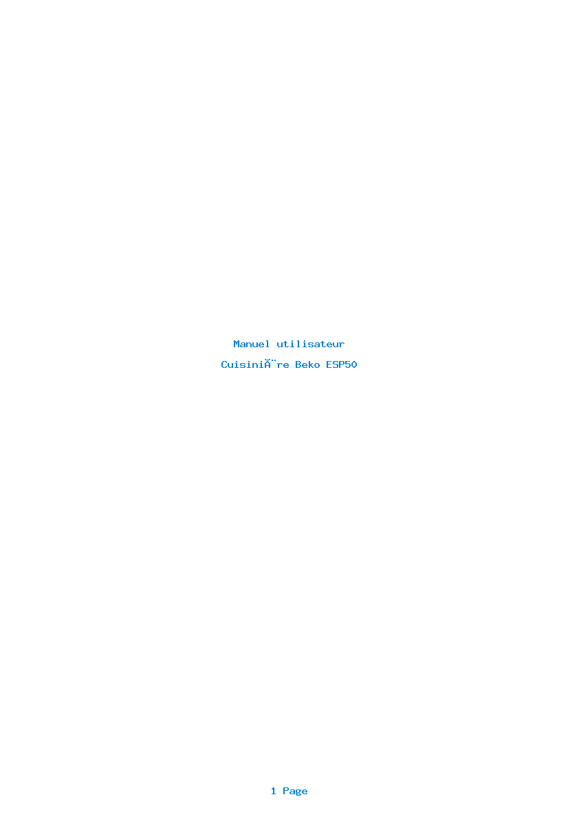 Page 1 de la notice Manuel utilisateur Beko ESP50