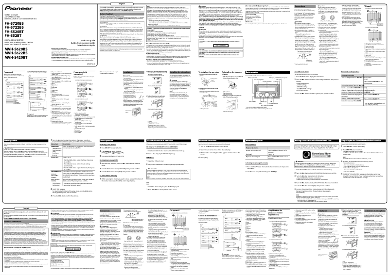 Página 1 del manual Guía de inicio rápido Pioneer MVH-S622BS
