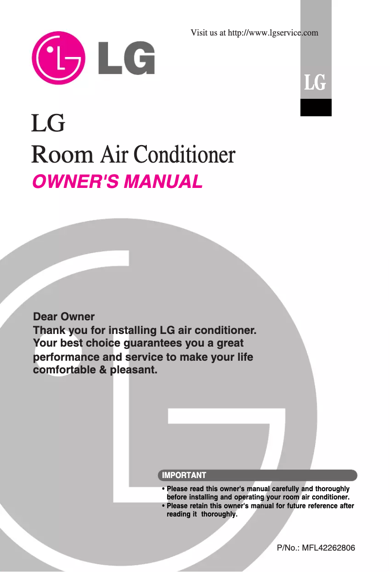 Page 1 de la notice Manuel utilisateur LG A12AWU