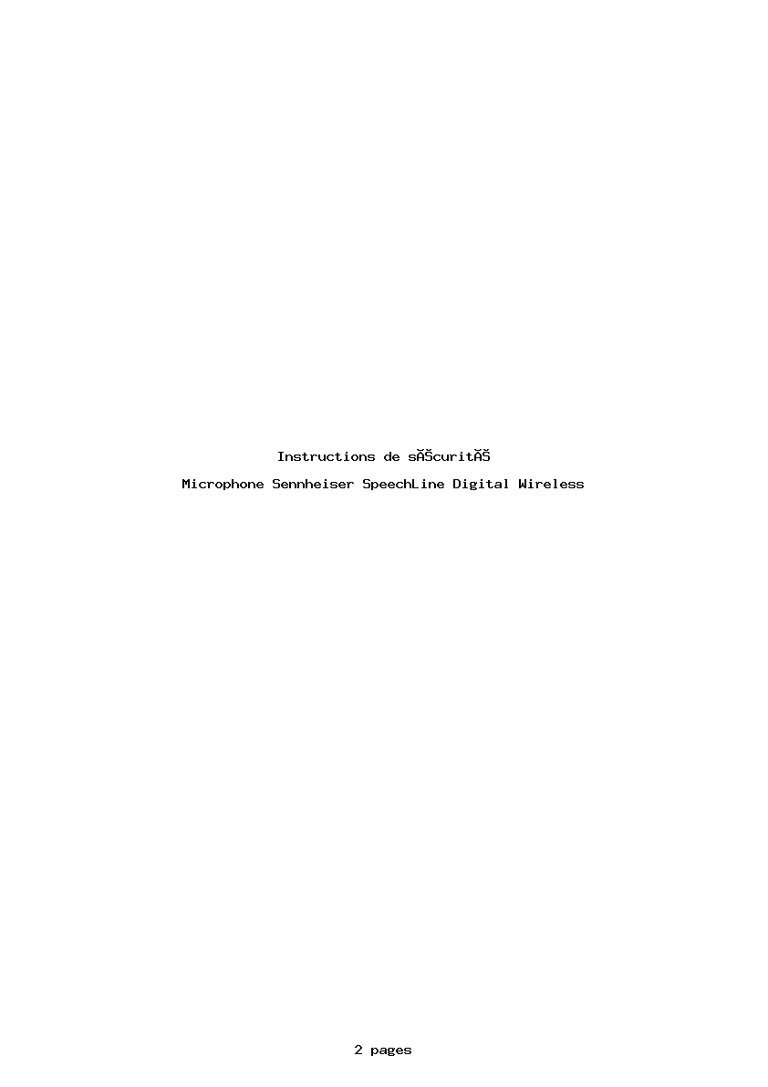 Page 1 de la notice Instructions de sécurité Sennheiser SpeechLine Digital Wireless