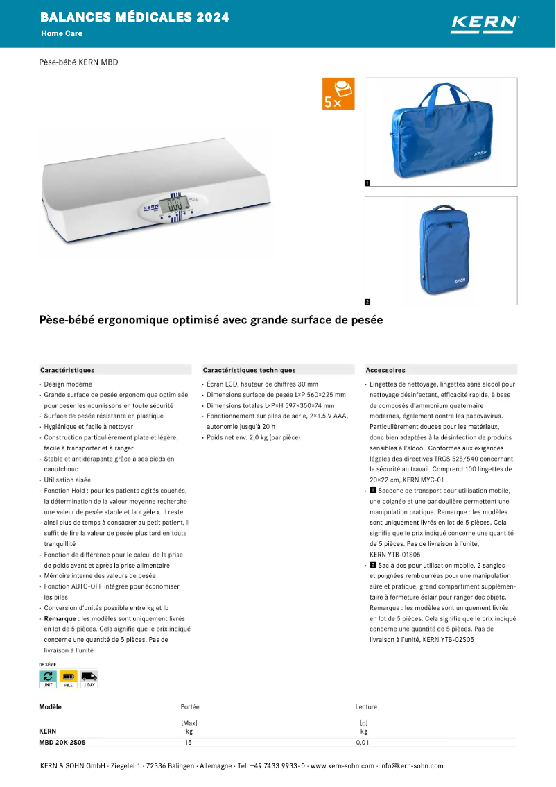 Page 1 de la notice Brochure Kern MBD 20K-2S05