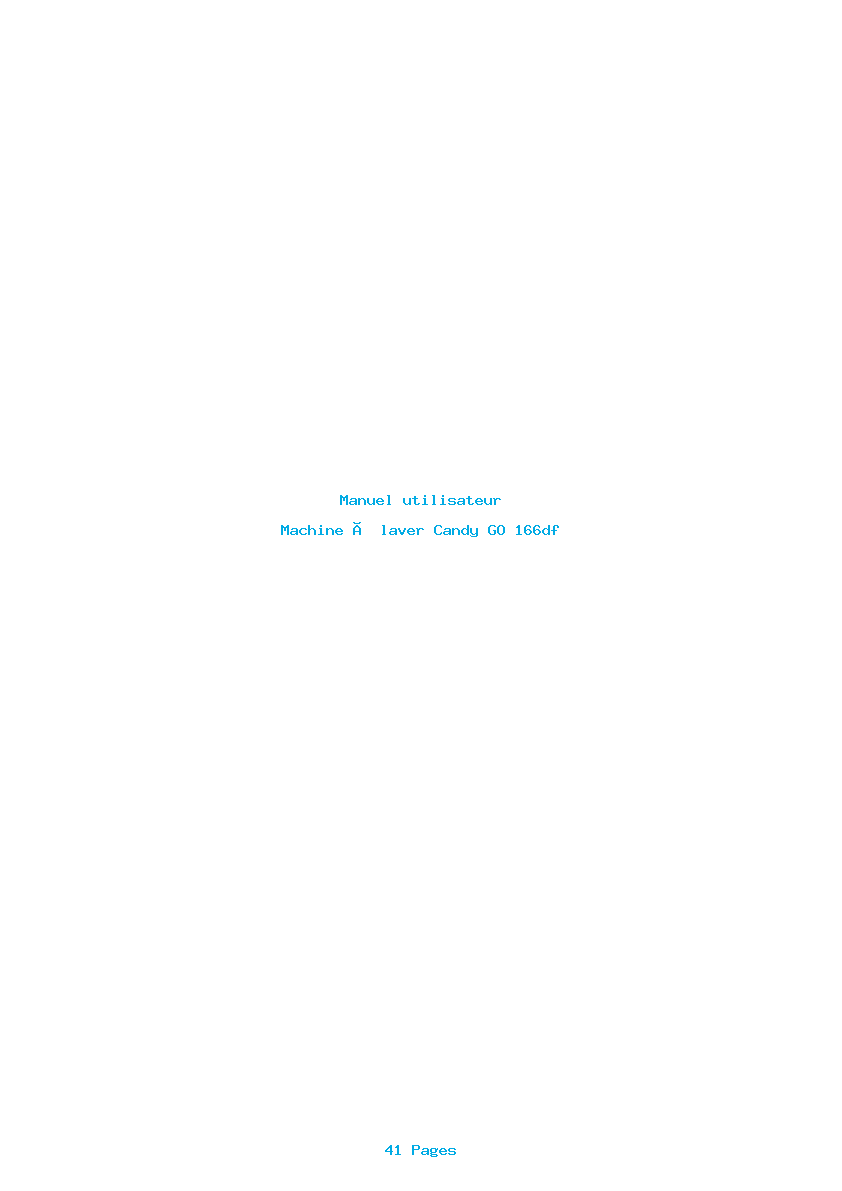 Page 1 de la notice Manuel utilisateur Candy GO 166df