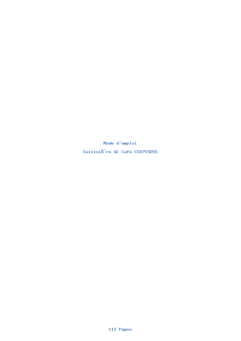 Page 1 de la notice Mode d'emploi GE Cafe CS975SDSS