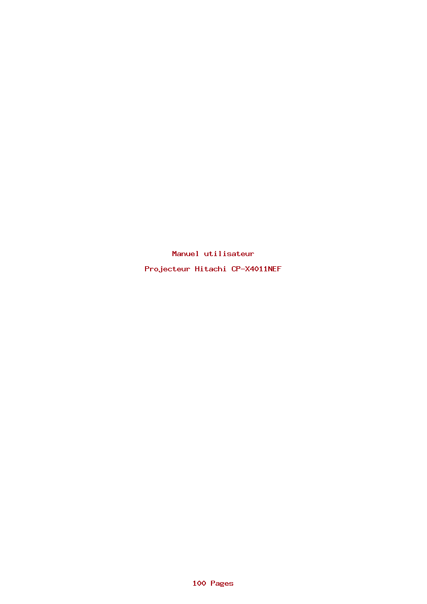 Page 1 de la notice Manuel utilisateur Hitachi CP-X4011NEF