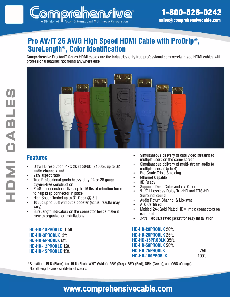 Page 1 de la notice Manuel utilisateur Comprehensive HD-HD-100PROBLK