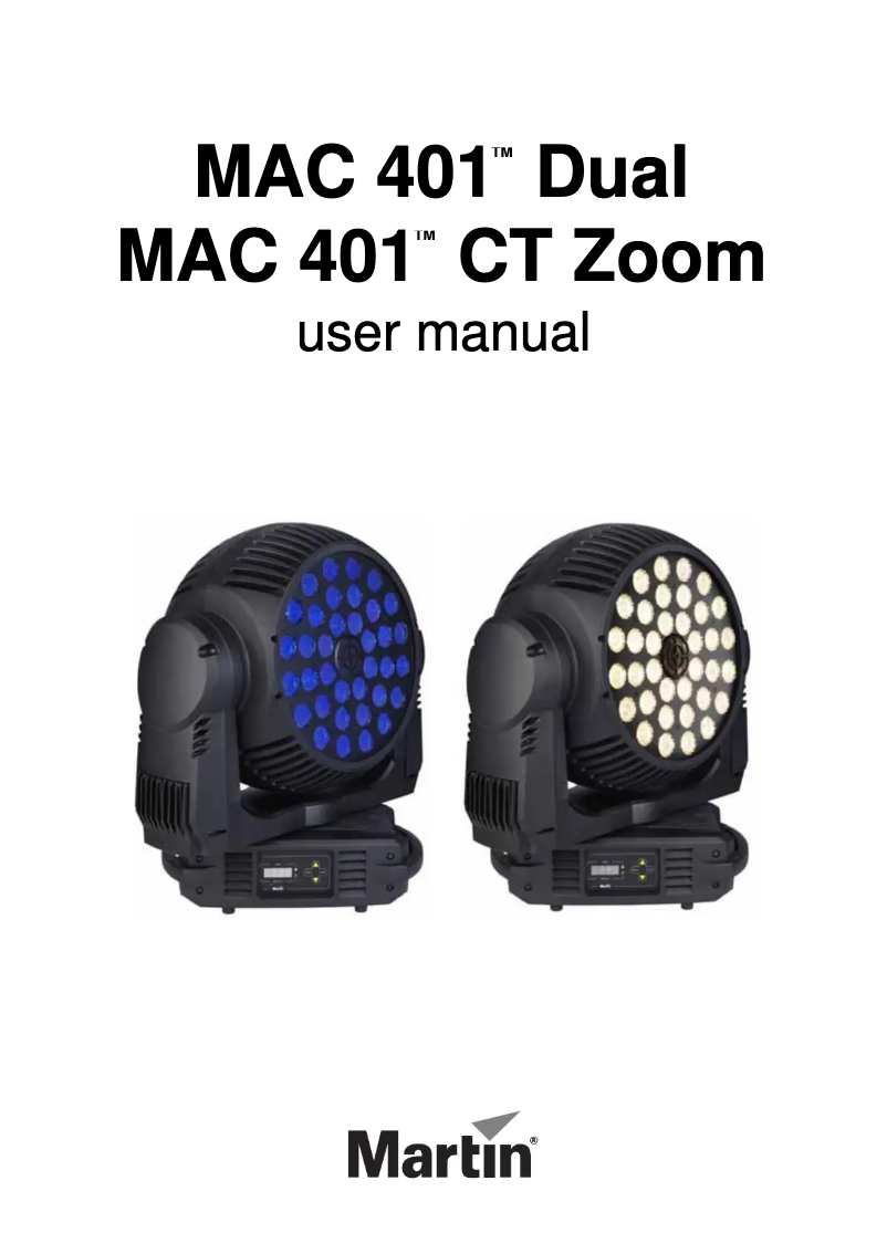 Page 1 de la notice Manuel utilisateur Martin MAC 401 Dual CT Zoom