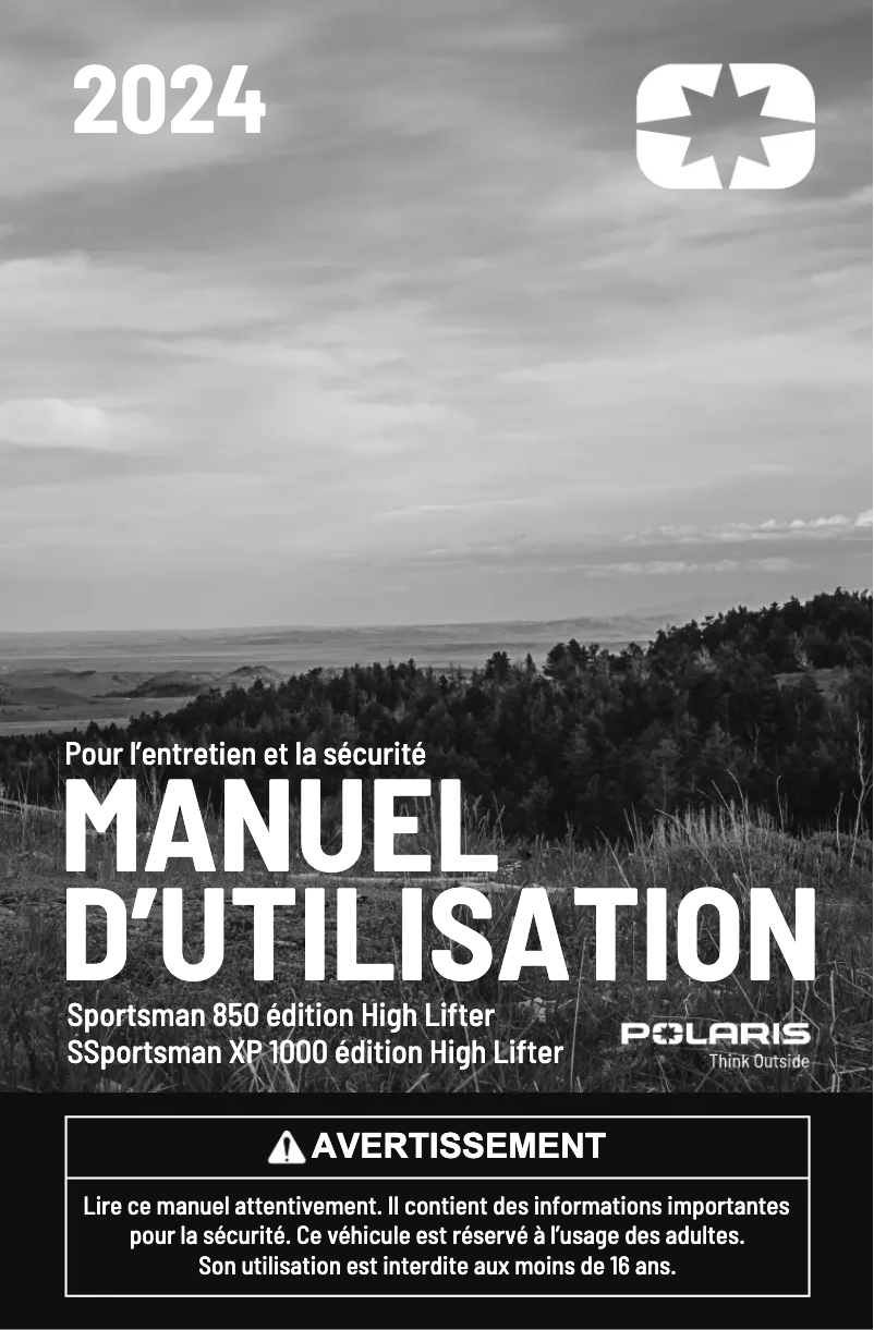 Page 1 de la notice Manuel utilisateur Polaris Sportsman XP 1000 High Lifter Edition (2024)