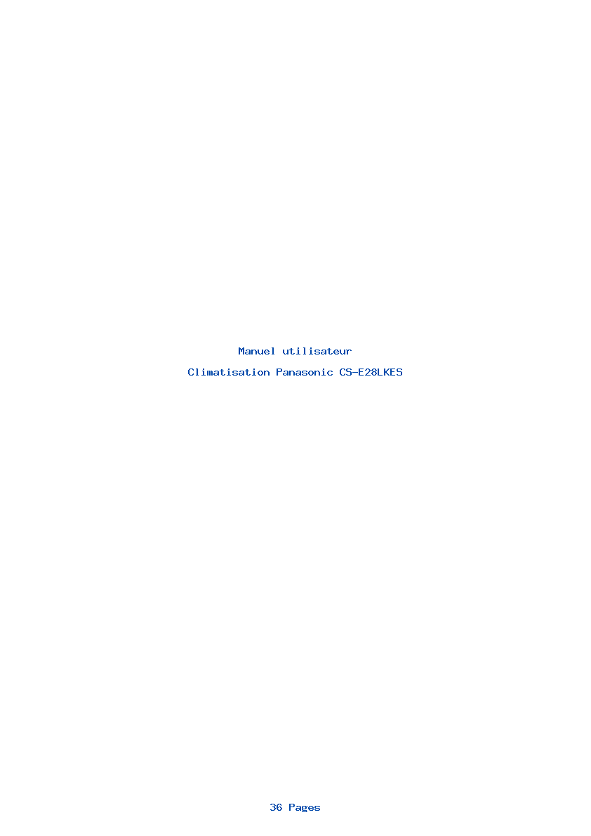 Page 1 de la notice Manuel utilisateur Panasonic CS-E28LKES